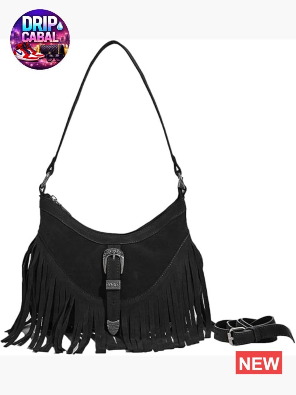 Faux Suede Mini Fringe Underarm Purse with Tassel Hobo Shoulder Bag